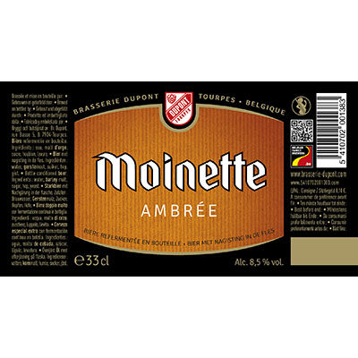 5410702001383 Moinette Ambrée - 33cl Bière  refermentée en bouteille Sticker Front